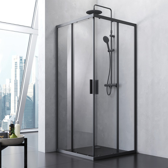 Душевой уголок AM.PM Gem S 90х90 W93G-403-090BT профиль Черный матовый стекло прозрачное Душевой уголок AM.PM Gem S 90х90 W93G-403-090BT профиль Черный матовый стекло прозрачное