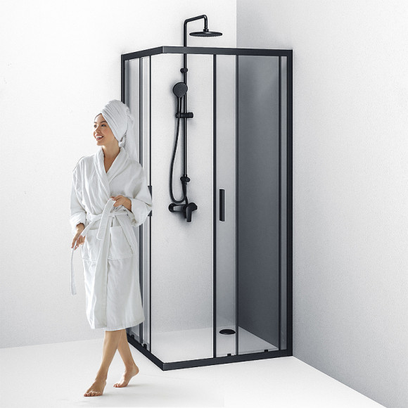 Душевой уголок AM.PM Gem S 90х90 W93G-403-090BT профиль Черный матовый стекло прозрачное Душевой уголок AM.PM Gem S 90х90 W93G-403-090BT профиль Черный матовый стекло прозрачное