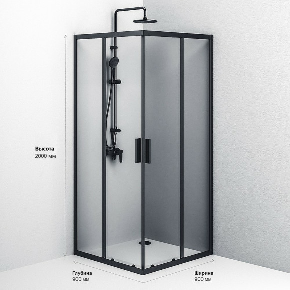 Душевой уголок AM.PM Gem S 90х90 W93G-403-090BT профиль Черный матовый стекло прозрачное Душевой уголок AM.PM Gem S 90х90 W93G-403-090BT профиль Черный матовый стекло прозрачное