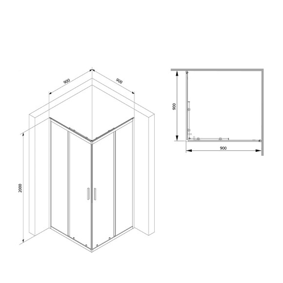 Душевой уголок AM.PM Gem S 90х90 W93G-403-090BT профиль Черный матовый стекло прозрачное Душевой уголок AM.PM Gem S 90х90 W93G-403-090BT профиль Черный матовый стекло прозрачное