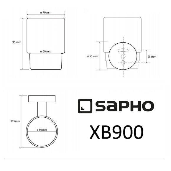 Стакан для зубных щеток Sapho X-round black XB900 Черный