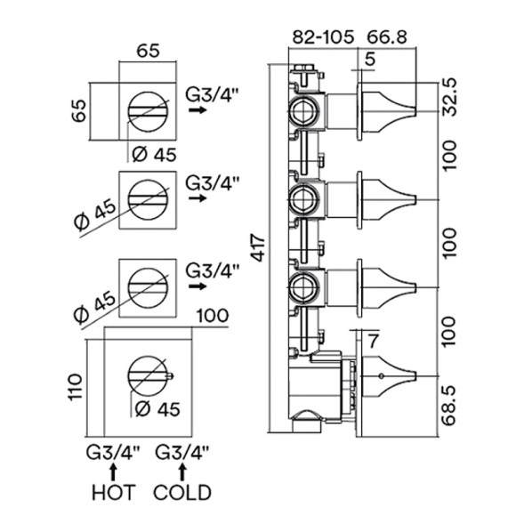 Смеситель для душа Bossini Apice Z035205.073 с термостатом Черный матовый Смеситель для душа Bossini Apice Z035205.073 с термостатом Черный матовый