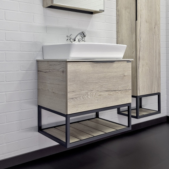 Тумба с раковиной Comforty Порто 60 00-00011395 подвесная Дуб дымчатый