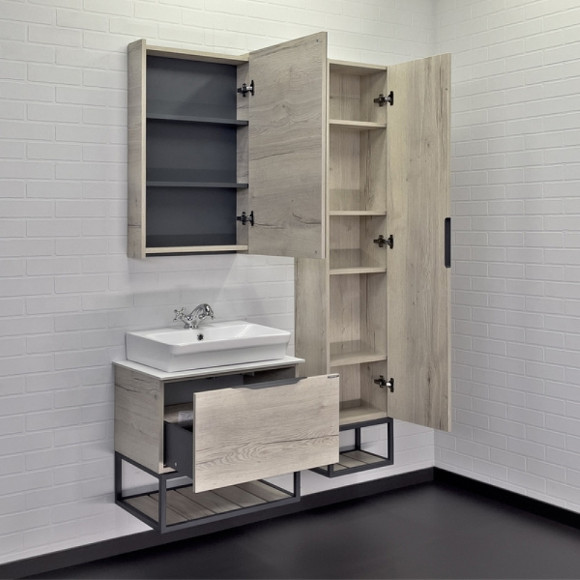 Тумба с раковиной Comforty Порто 60 00-00011395 подвесная Дуб дымчатый