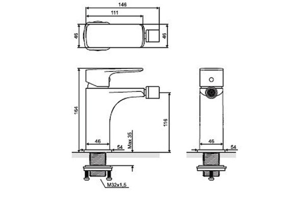 Смеситель для биде Excellent Keria AREX.2003BL Черный матовый
