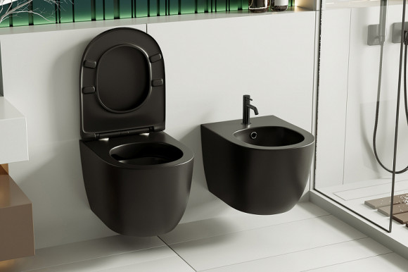 Биде Abber Bequem AC1150MB подвесное Черное матовое