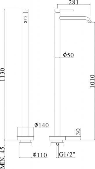 Смеситель для раковины Paffoni Light LIG031NO Черный матовый