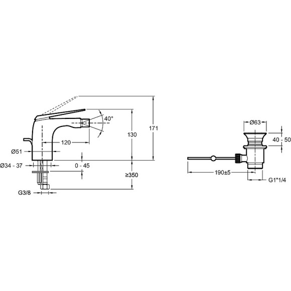 Смеситель для биде Jacob Delafon Avid E97014-CP Хром Смеситель для биде Jacob Delafon Avid E97014-CP Хром