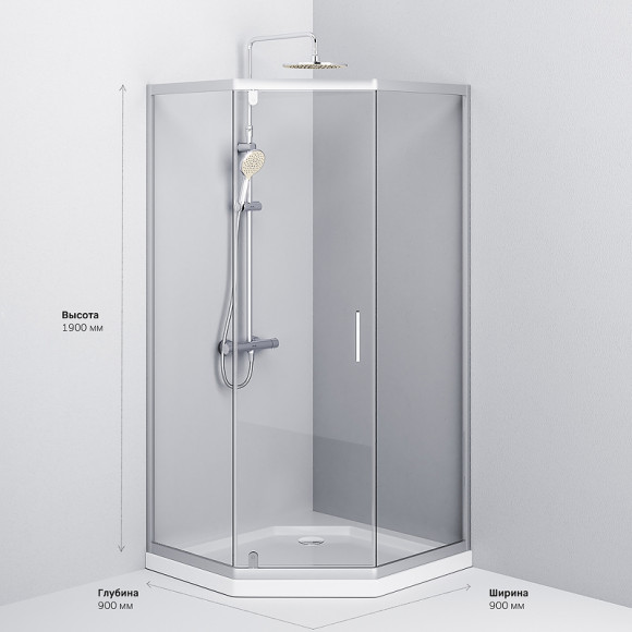 Душевой уголок AM.PM Gem 90x90 W90G-405-090MT профиль Хром матовый стекло прозрачное Душевой уголок AM.PM Gem 90x90 W90G-405-090MT профиль Хром матовый стекло прозрачное