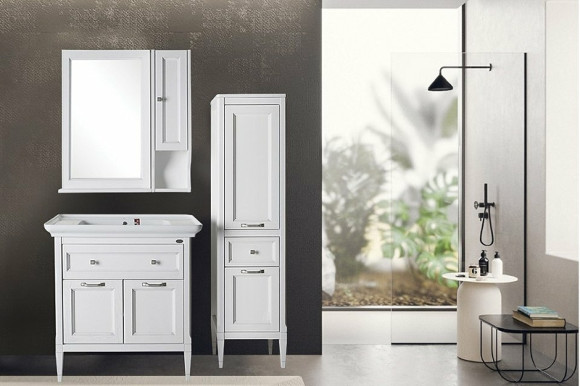 Зеркало ASB-Woodline Гранда 60 11483 Белое с патиной Серебро