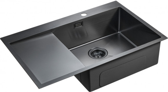 Кухонная мойка Paulmark Velten 78F R PM807851-GMR Вороненая сталь Кухонная мойка Paulmark Velten 78F R PM807851-GMR Вороненая сталь