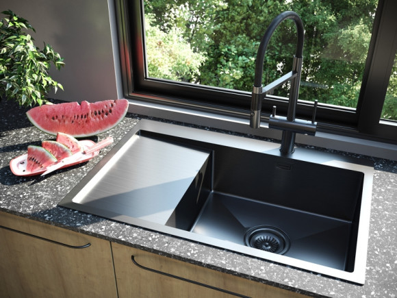 Кухонная мойка Paulmark Velten 78F R PM807851-GMR Вороненая сталь Кухонная мойка Paulmark Velten 78F R PM807851-GMR Вороненая сталь