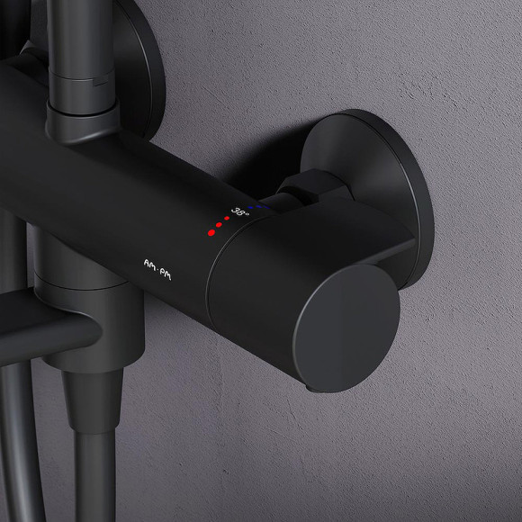 Душевая система AM.PM X-Joy F0785A522 с термостатом Черная матовая Душевая система AM.PM X-Joy F0785A522 с термостатом Черная матовая