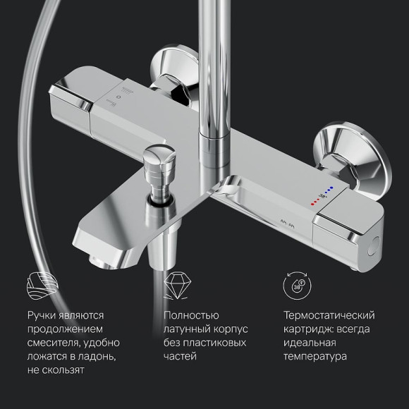Душевая система AM.PM Func F078F500 с термостатом Хром