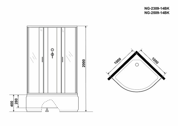 Душевая кабина Niagara Classic 100x100 NG-2309-14BK без гидромассажа