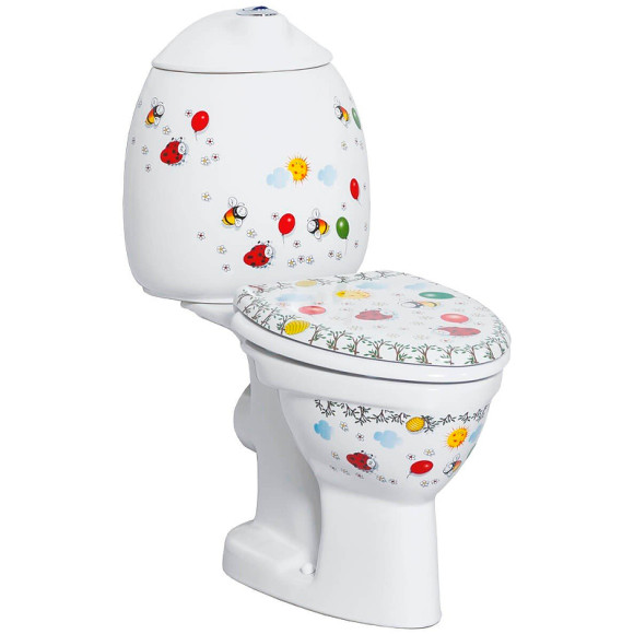 Унитаз компакт Creavit Cocuk CK310-11CB00E-FF00 Белый с декором без сиденья и бачка