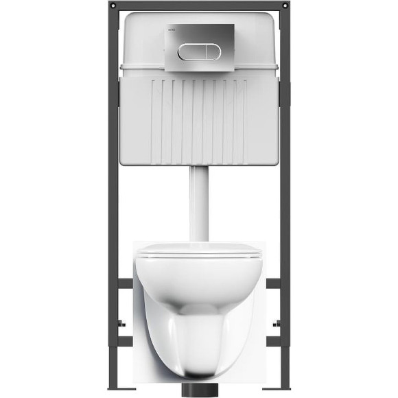 Комплект унитаза с инсталляцией Damixa Willow DX15.IS30251.1700 с сиденьем Микролифт и клавишей смыва Хром глянцевый