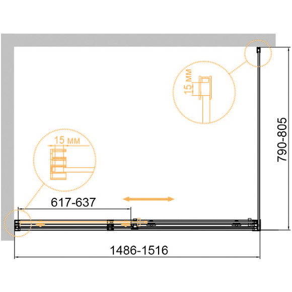 Душевой уголок Cezares Duet Soft-М 150x80 DUET SOFT-M-AH-1-150/80-C-Cr профиль Хром стекло прозрачное Душевой уголок Cezares Duet Soft-М 150x80 DUET SOFT-M-AH-1-150/80-C-Cr профиль Хром стекло прозрачное