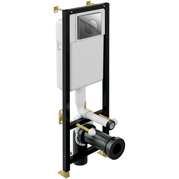 Комплект унитаза CeramaLux 2197 с инсталляцией Cersanit Black 35 S-IN-BLACK-Cg-w с сиденьем Микролифт и клавишей смыва Хром Комплект унитаза CeramaLux 2197 с инсталляцией Cersanit Black 35 S-IN-BLACK-Cg-w с сиденьем Микролифт и клавишей смыва Хром