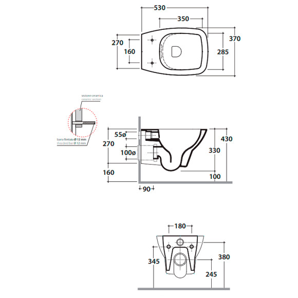 Унитаз Globo Daily DAS03.BI подвесной без сиденья