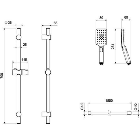 Душевой гарнитур Aquatek Лира 3jet AQ2018CR Хром