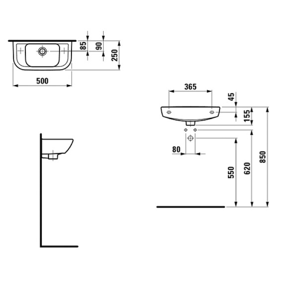 Раковина Laufen Pro B 50 R 8.1695.7.000.106.1 Белая