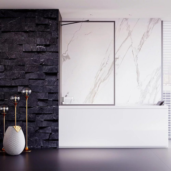 Шторка на ванну Veconi Palau 80 PL85GR-80-01-C7 профиль Брашированный графит стекло прозрачное Шторка на ванну Veconi Palau 80 PL85GR-80-01-C7 профиль Брашированный графит стекло прозрачное