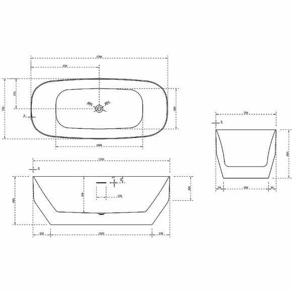 Акриловая ванна Vincea 170x75 VBT-630 без гидромассажа Акриловая ванна Vincea 170x75 VBT-630 без гидромассажа