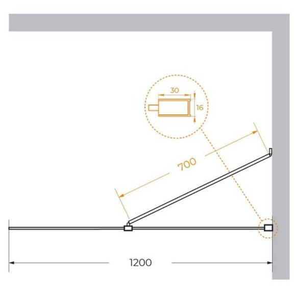 Душевая перегородка Cezares Liberta 120 LIBERTA-L-1-TB-120-BR-NERO профиль Черный матовый стекло бронзовое