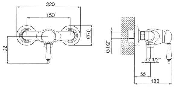 Смеситель для душа Margaroli Classica RU1005AA01BR Бронза Смеситель для душа Margaroli Classica RU1005AA01BR Бронза