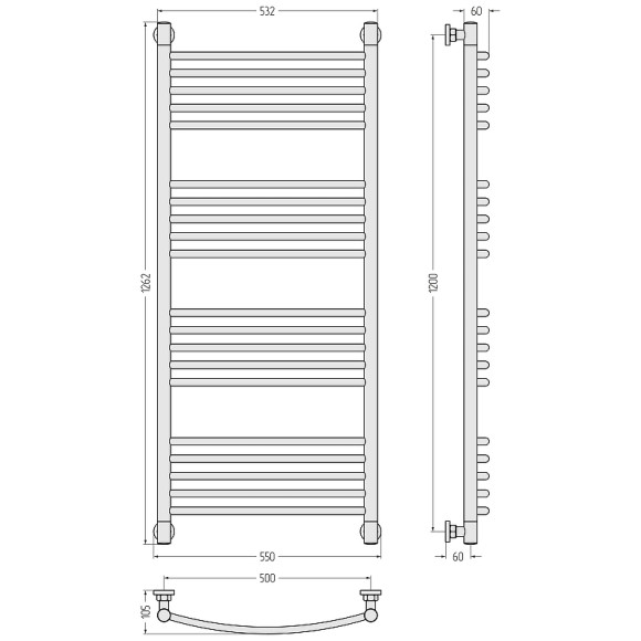 Водяной полотенцесушитель Сунержа Богема+ выгнутая 1200х500 31-0221-1250 Черный матовый Водяной полотенцесушитель Сунержа Богема+ выгнутая 1200х500 31-0221-1250 Черный матовый