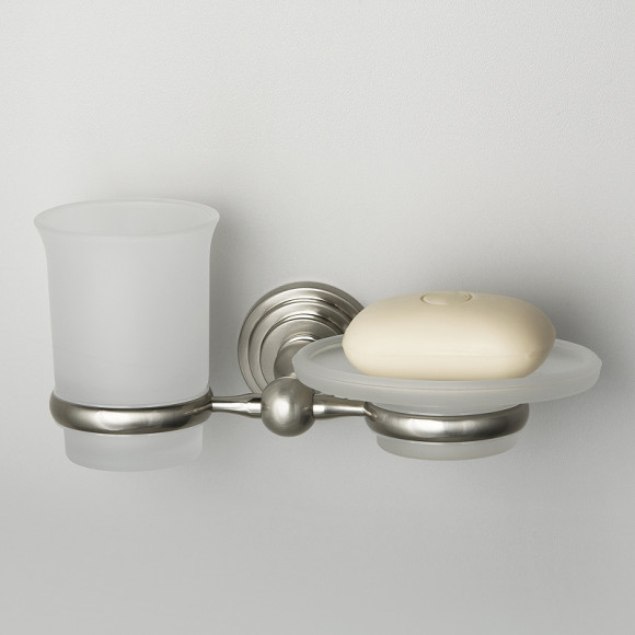 Стакан для зубных щеток с мыльницей WasserKRAFT Ammer K-7026 Хром матовый Стакан для зубных щеток с мыльницей WasserKRAFT Ammer K-7026 Хром матовый