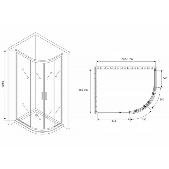 Душевой уголок Abber Schwarzer Diamant 110x90 AG01119M профиль Хром стекло матовое Душевой уголок Abber Schwarzer Diamant 110x90 AG01119M профиль Хром стекло матовое