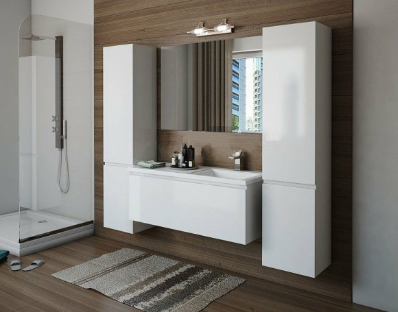 Тумба с раковиной Эстет Dallas Luxe 110 R ФР-00002023 подвесная Белая Тумба с раковиной Эстет Dallas Luxe 110 R ФР-00002023 подвесная Белая