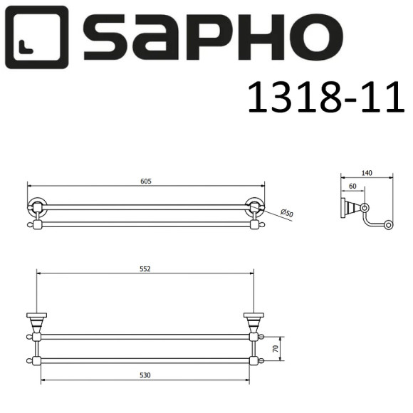 Полотенцедержатель Sapho Diamond 1318-11 Бронза
