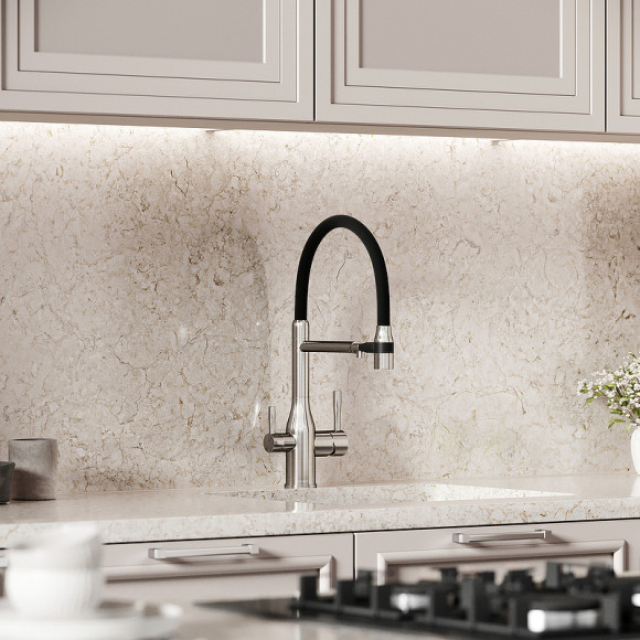 Смеситель для кухни Sancos Garda SC4009BN Никель брашированный Черный