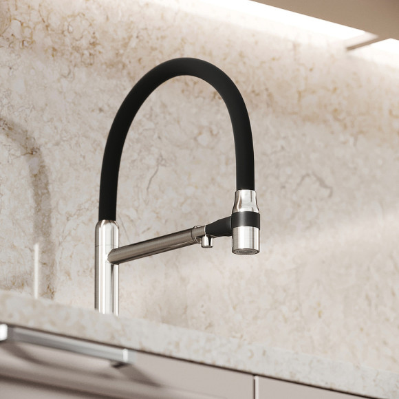 Смеситель для кухни Sancos Garda SC4009BN Никель брашированный Черный