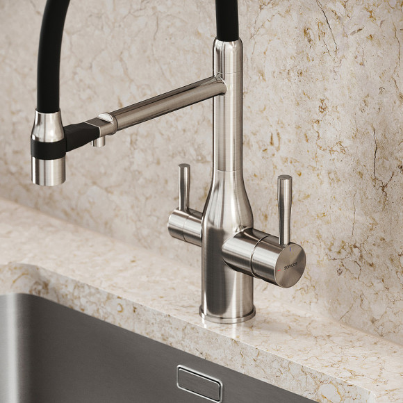 Смеситель для кухни Sancos Garda SC4009BN Никель брашированный Черный