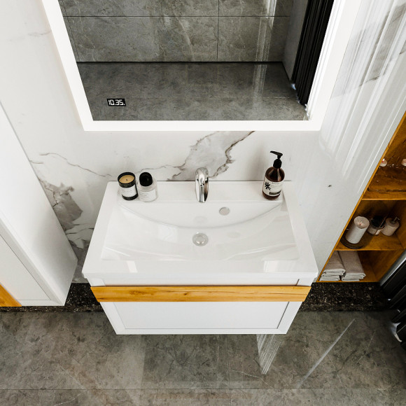 Тумба под раковину Бриклаер Берлин 80 4627125416088 подвесная Белый глянец Тумба под раковину Бриклаер Берлин 80 4627125416088 подвесная Белый глянец