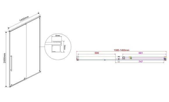 Душевая дверь Vincea Arno 140 VPS-1A140CL профиль Хром стекло прозрачное