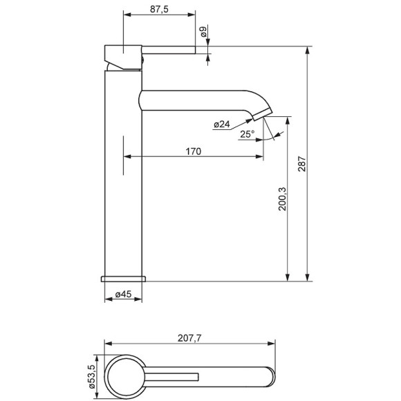 Смеситель для раковины Damixa Scandinavian Pure 360250600 Золото