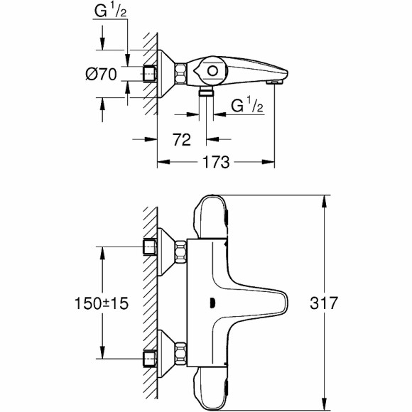 Смеситель для ванны Grohe Grohtherm 1000 New 34816003 с термостатом Хром