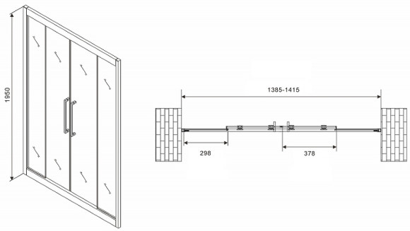 Душевая дверь Abber Schwarzer Diamant 140 AG33140BH профиль Черный стекло прозрачное Душевая дверь Abber Schwarzer Diamant 140 AG33140BH профиль Черный стекло прозрачное