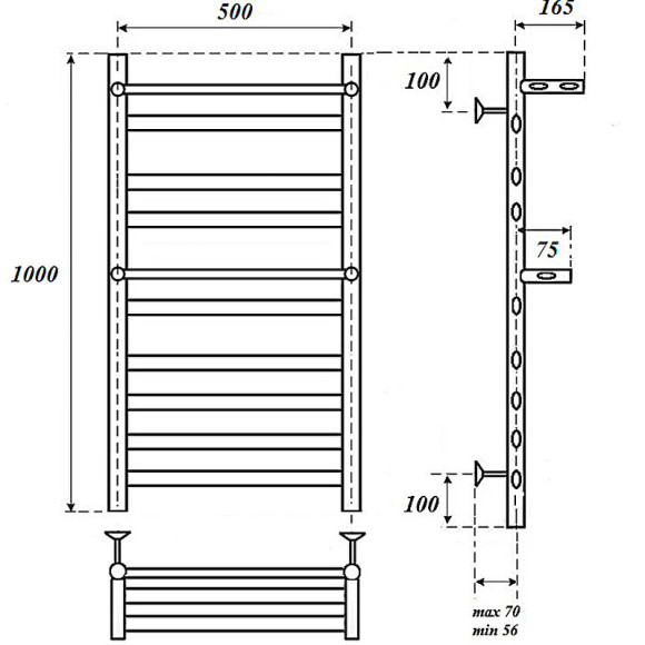 Электрический полотенцесушитель Point Артемида PN14150PE П8 500x1000 c 2 полками левый/правый Хром Электрический полотенцесушитель Point Артемида PN14150PE П8 500x1000 c 2 полками левый/правый Хром