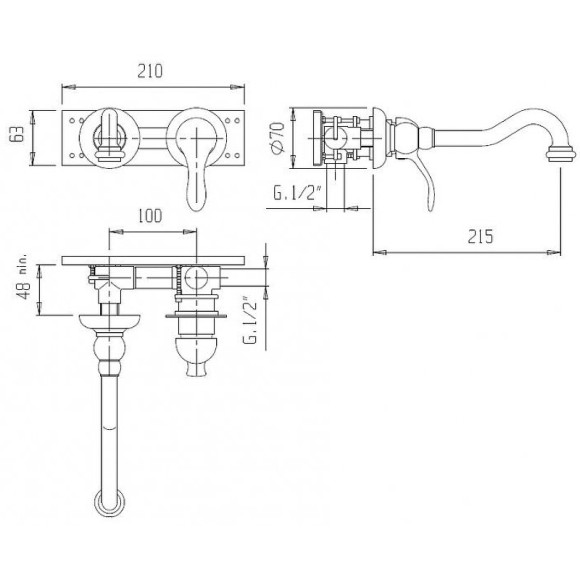 Смеситель для раковины Cezares Elite ELITE-BLS1-02-Bi Бронза