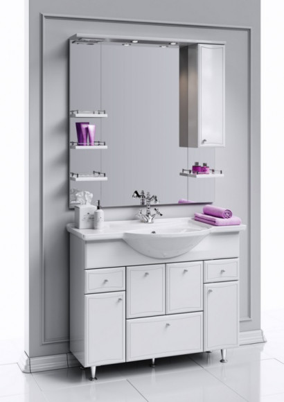 Тумба под раковину Aqwella Барселона 105 BA0110K с бельевой корзиной Белая Тумба под раковину Aqwella Барселона 105 BA0110K с бельевой корзиной Белая