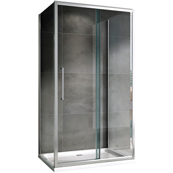 Душевой уголок Abber Schwarzer Diamant 140x50 AG30140H-S50-S50 профиль Хром стекло прозрачное