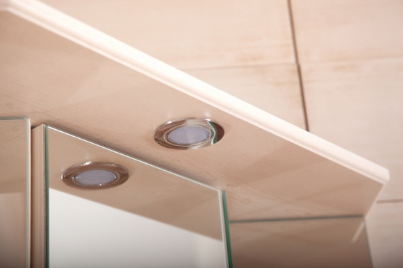 Зеркальный шкаф Бриклаер Кантри 50 4627125413711 с подсветкой Бежевый дуб прованс