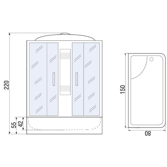Душевой бокс River Nara 150x80 МТ 10000003025 с поддоном Душевой бокс River Nara 150x80 МТ 10000003025 с поддоном