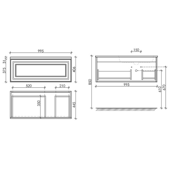 Тумба под раковину Sancos Very 100 R VR100RCE подвесная Beige Soft